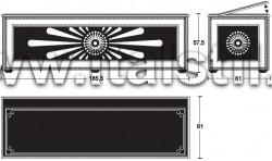 Банкетка с внутренним ящиком BAROQUE - обрамление Oro/Argento foglia, панель nero/bianco/crema
